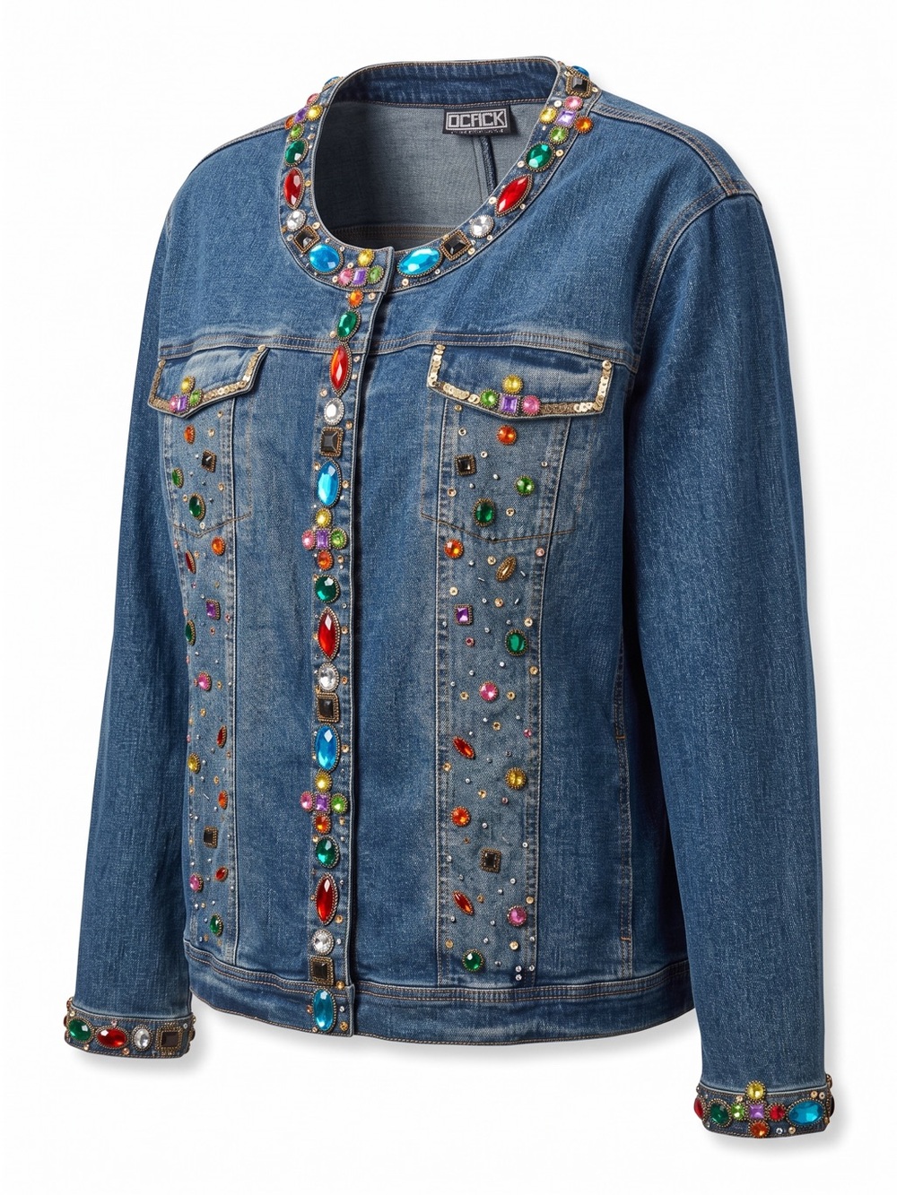 Vintage BEREK Embellished Denim Jacket – Multicolor Gems